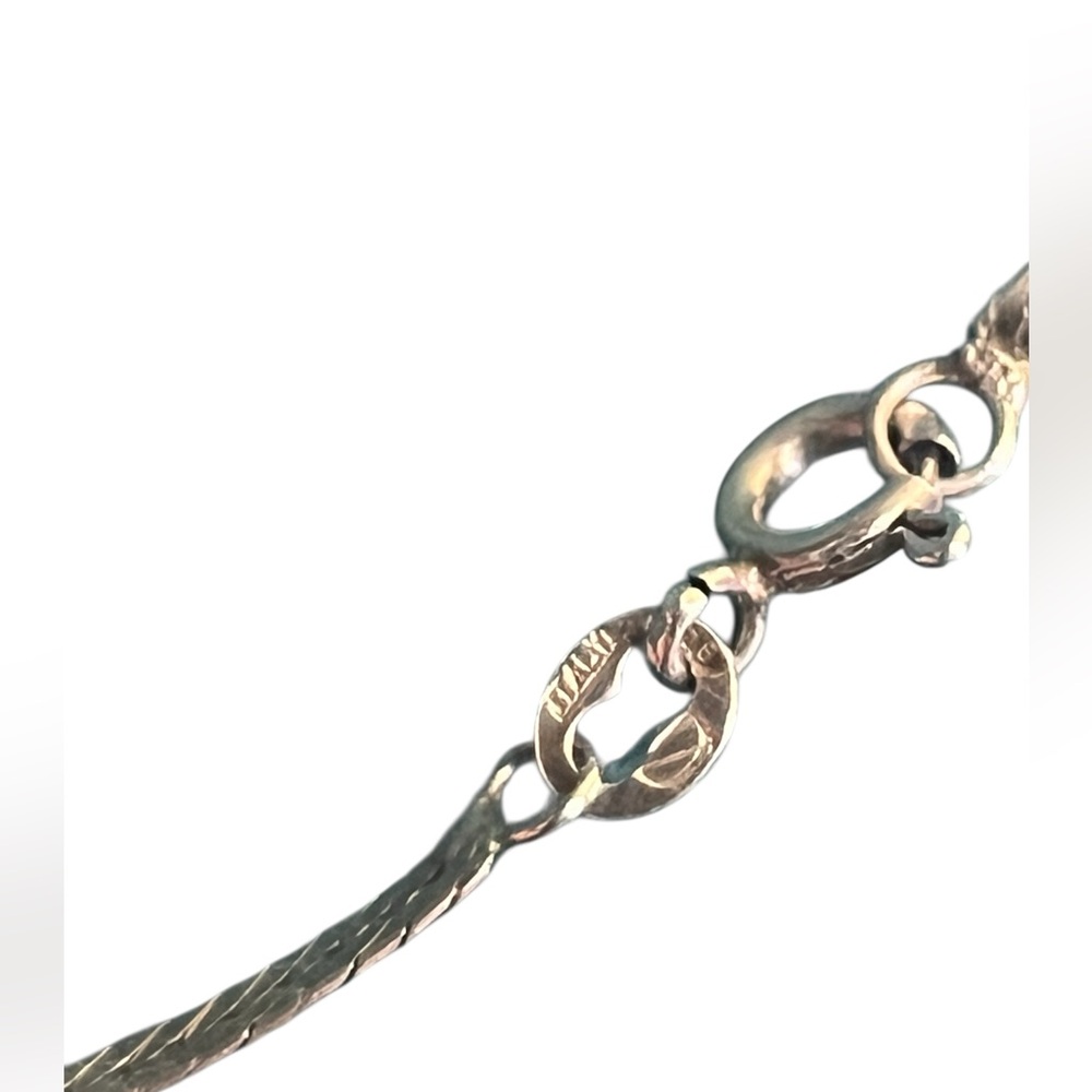Vtg Milor Italy 925 Floral Pendant on 18" Italian Sterling Herringbone Chain - Picture 5 of 5